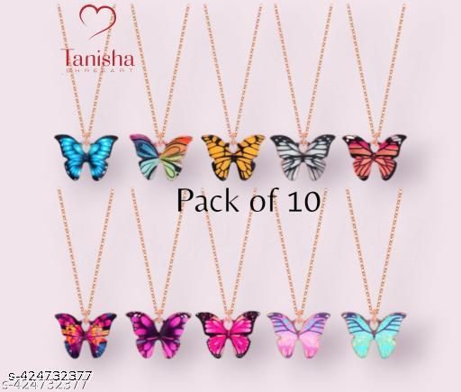 Butterfly pendants with chain Pack of 10