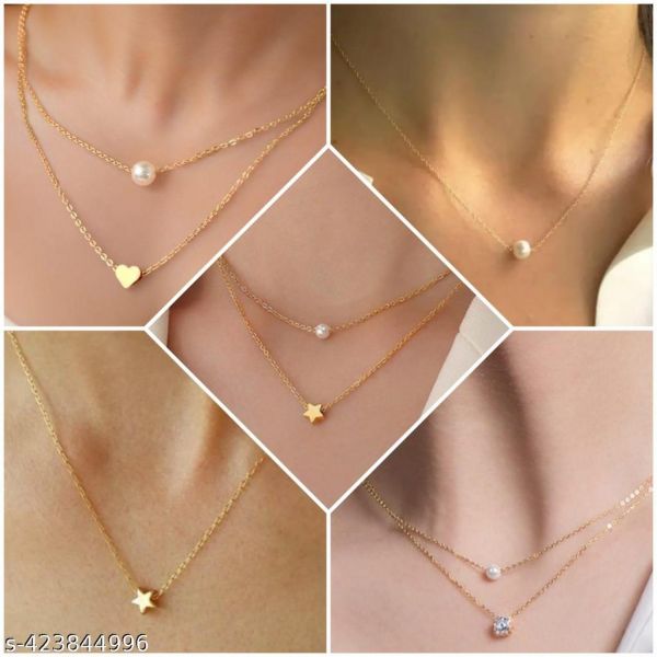 shimmering beautiful necklace and chain combo for women and girls Pack of 5