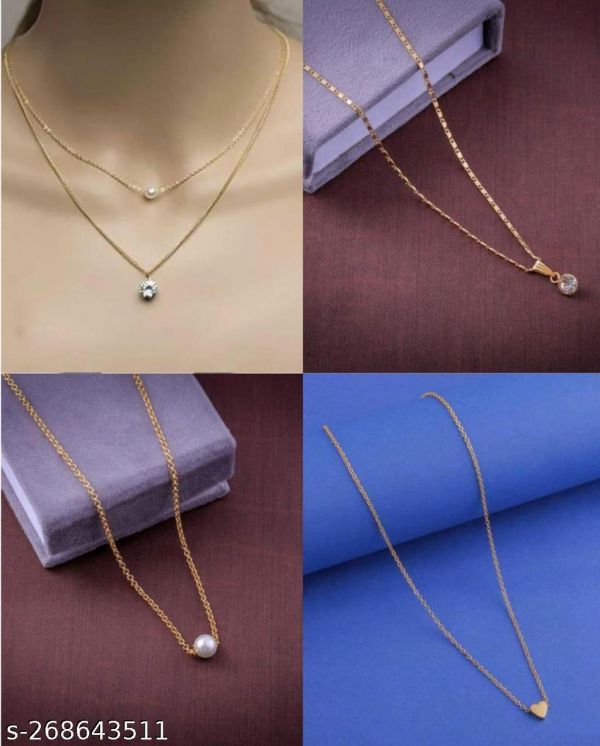 Shimmering Beautiful necklace combo for women And girls Pack of 4